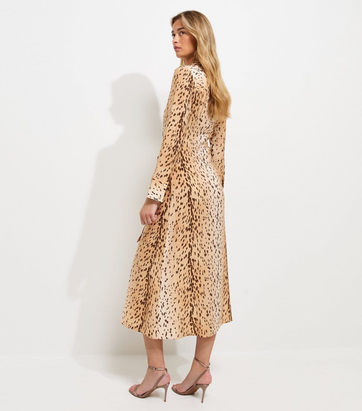 New Look Women's Tall Brown Animal Print Long Sleeve Midi Shirt Dress New Look - 4