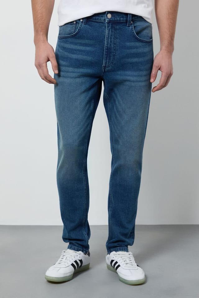 Burton Burton Men's Blue Wash Stretch Slim Fit Jeans in Bright Blue - 2