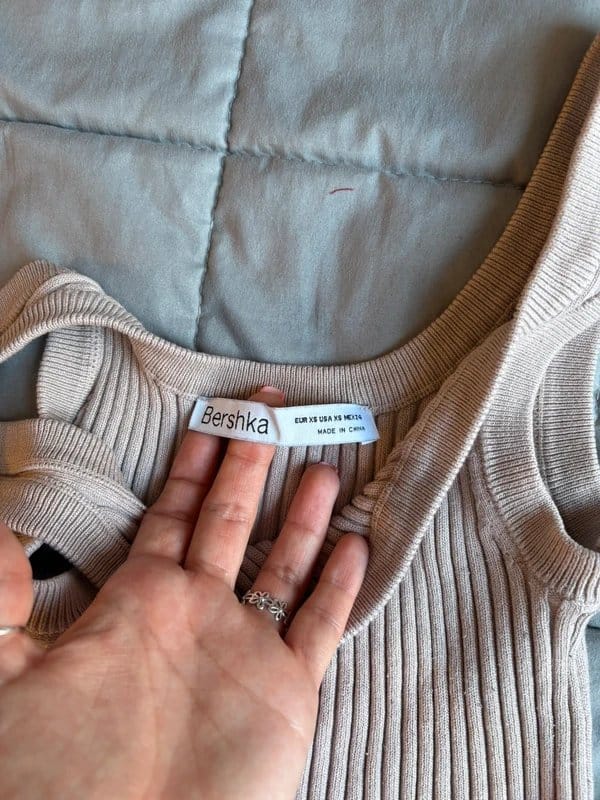 Bershka Beige Ribbed Knit Crop Top