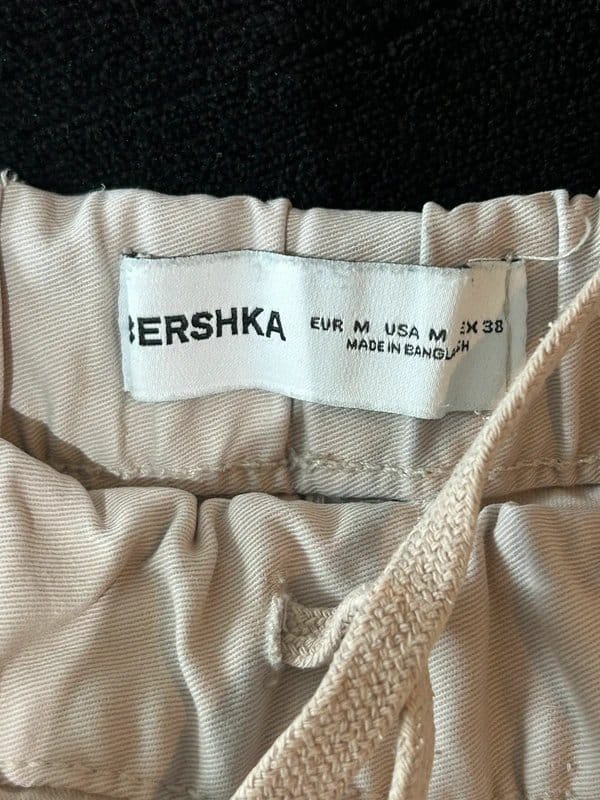 Bershka Beige Cotton Twill Cargo Pants