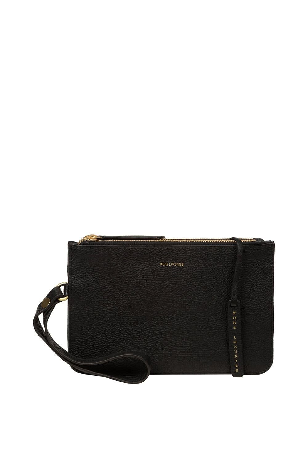 Pure Luxuries London Pure Luxuries London Women's 'Eleanor' Leather Clutch Bag in Black