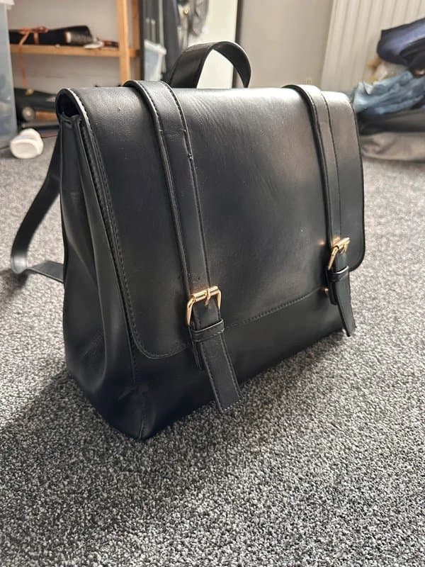 ASOS ASOS black leather-look satchel-style backpack