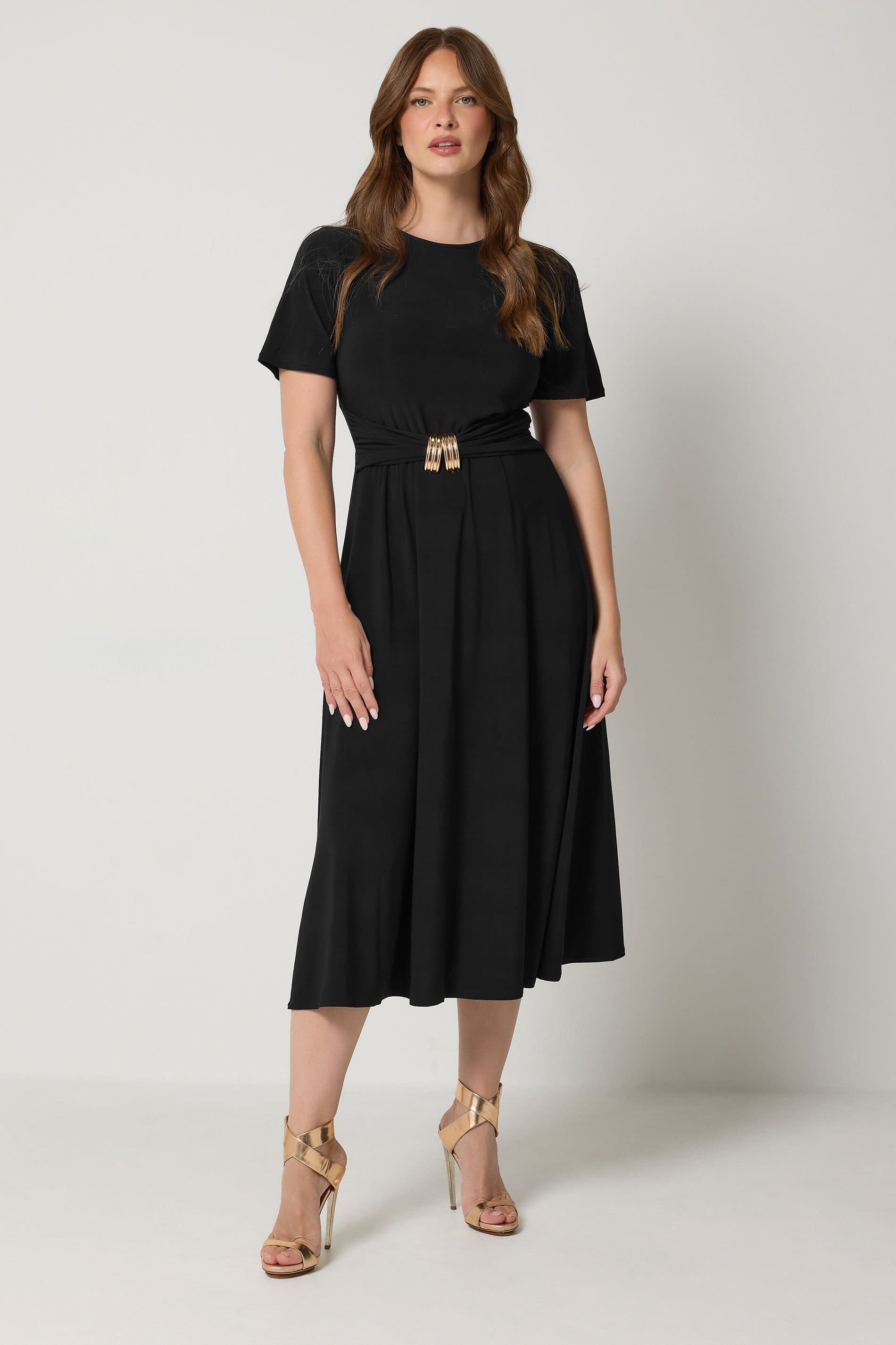 Star by Julien Macdonald Star by Julien Macdonald Women's Metal Belt Midi Dress in Black