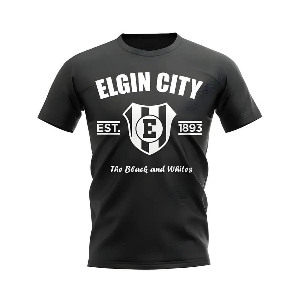 Elgin City Elgin City Men's Personalised Established Football T-Shirt in Black