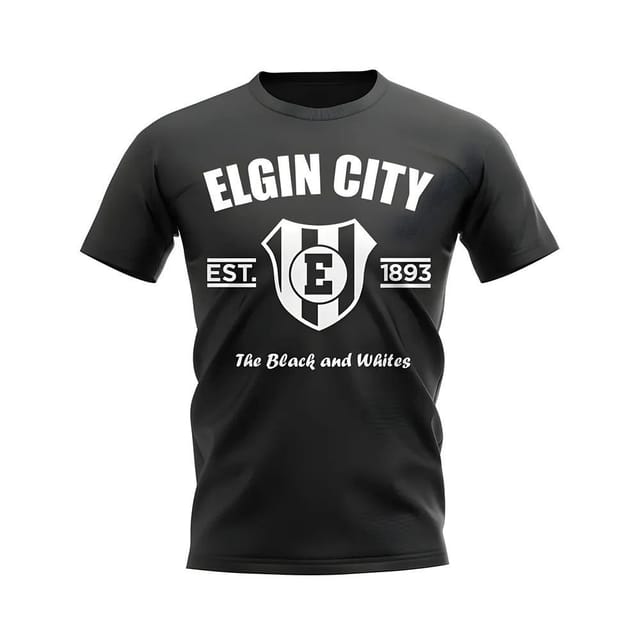 Elgin City Elgin City Men's Personalised Established Football T-Shirt in Black - 2