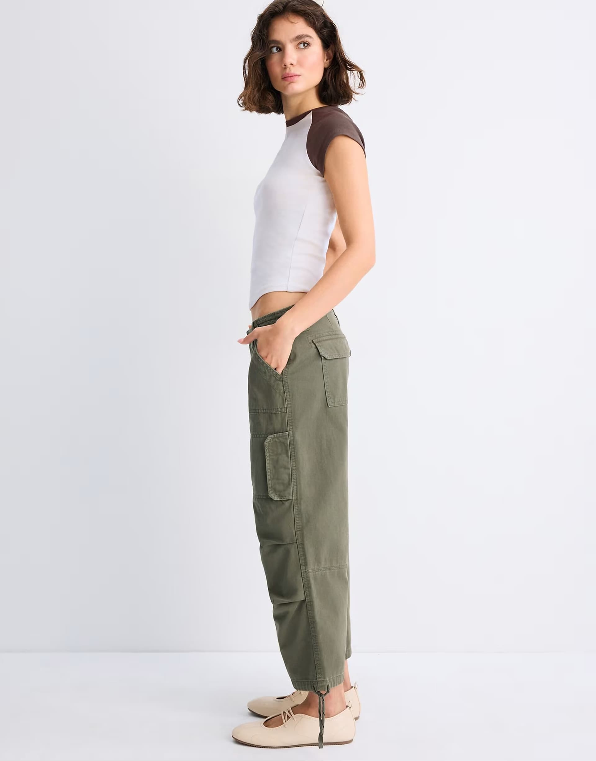ASOS Stradivarius Pirate cargo trousers in khaki