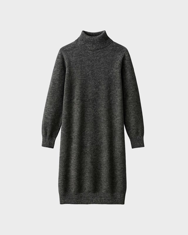 Kettlewell Kettlewell Women's Turtle Neck Knitted Dress in Charcoal - 2