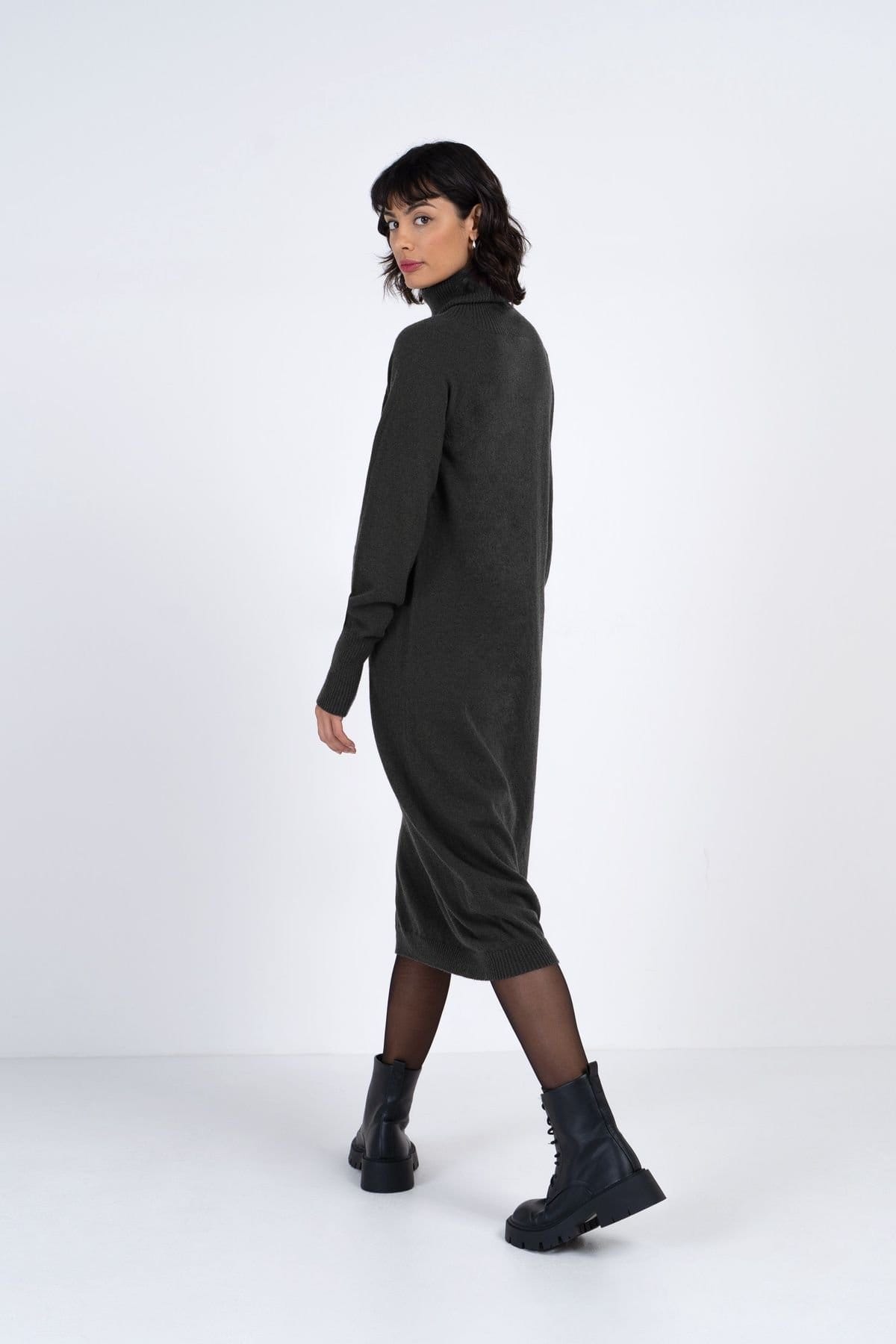 Kettlewell Kettlewell Women's Turtle Neck Knitted Dress in Charcoal - 4