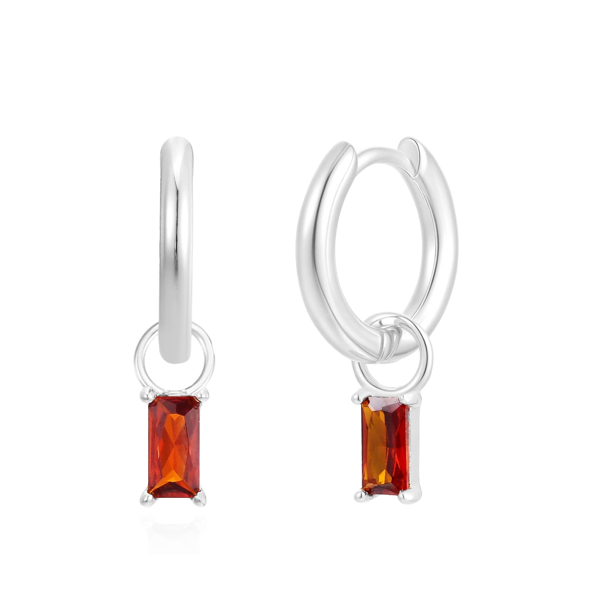 Gold Trip Gold Trip Women's January Huggie Hoop Birthstone Charm Earrings in Silver