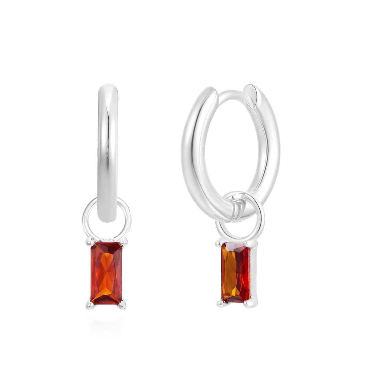 Gold Trip Gold Trip Women's January Huggie Hoop Birthstone Charm Earrings in Silver - 1
