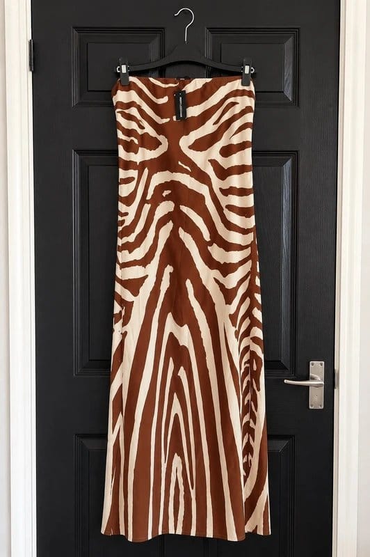 New Look Brown Zebra Print Bandeau Maxi Dress