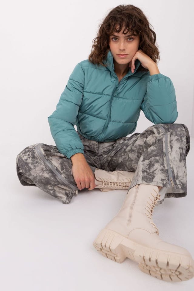 Love Lace Love Lace Women's Short Quilted Hooded Zip Jacket Fully Lined in Teal - 2