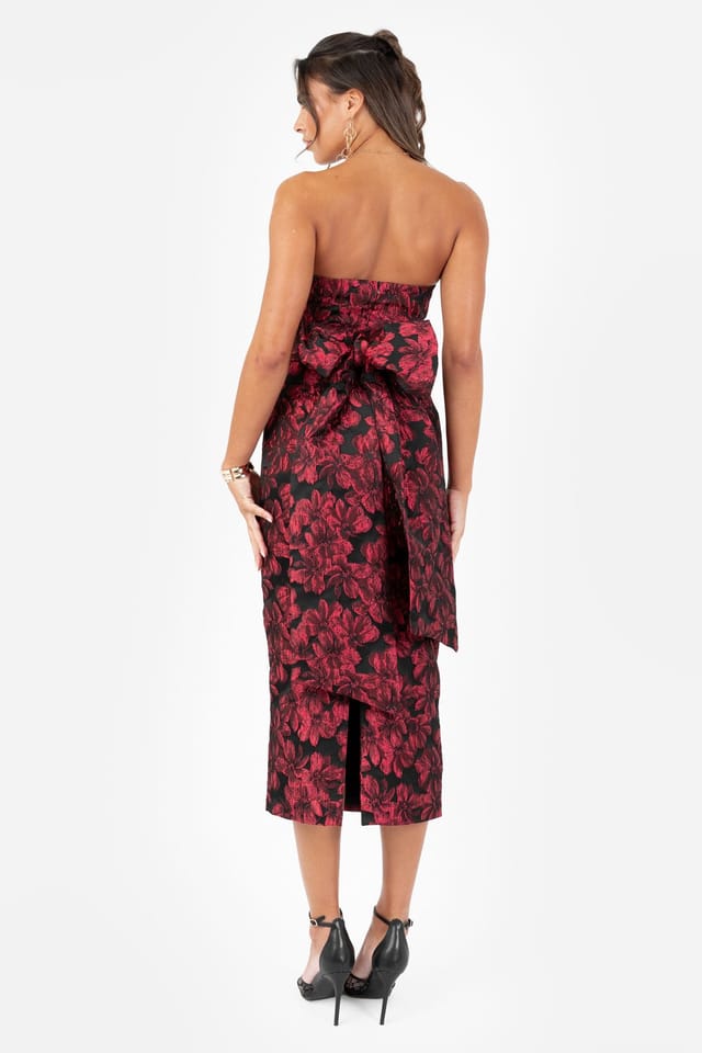 Maya Deluxe Maya Deluxe Women's Floral Jacquard Bandeau Midi Dress in Black - 2