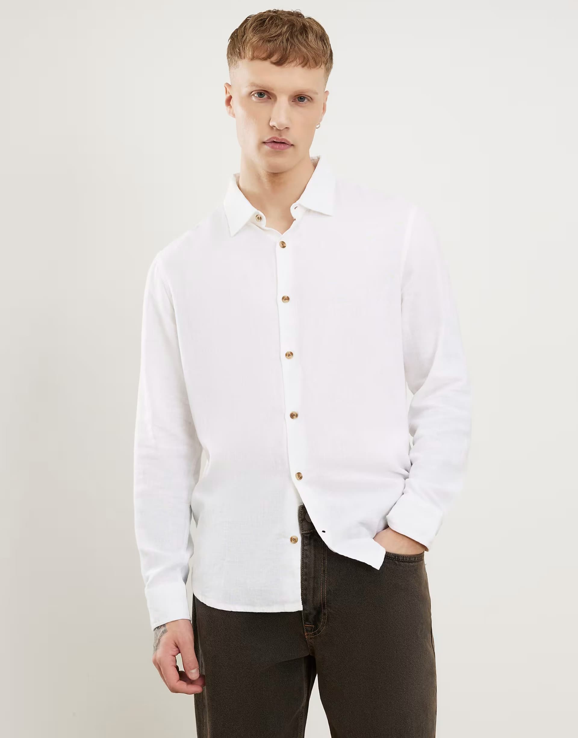 ASOS River Island White Linen Blend Shirt