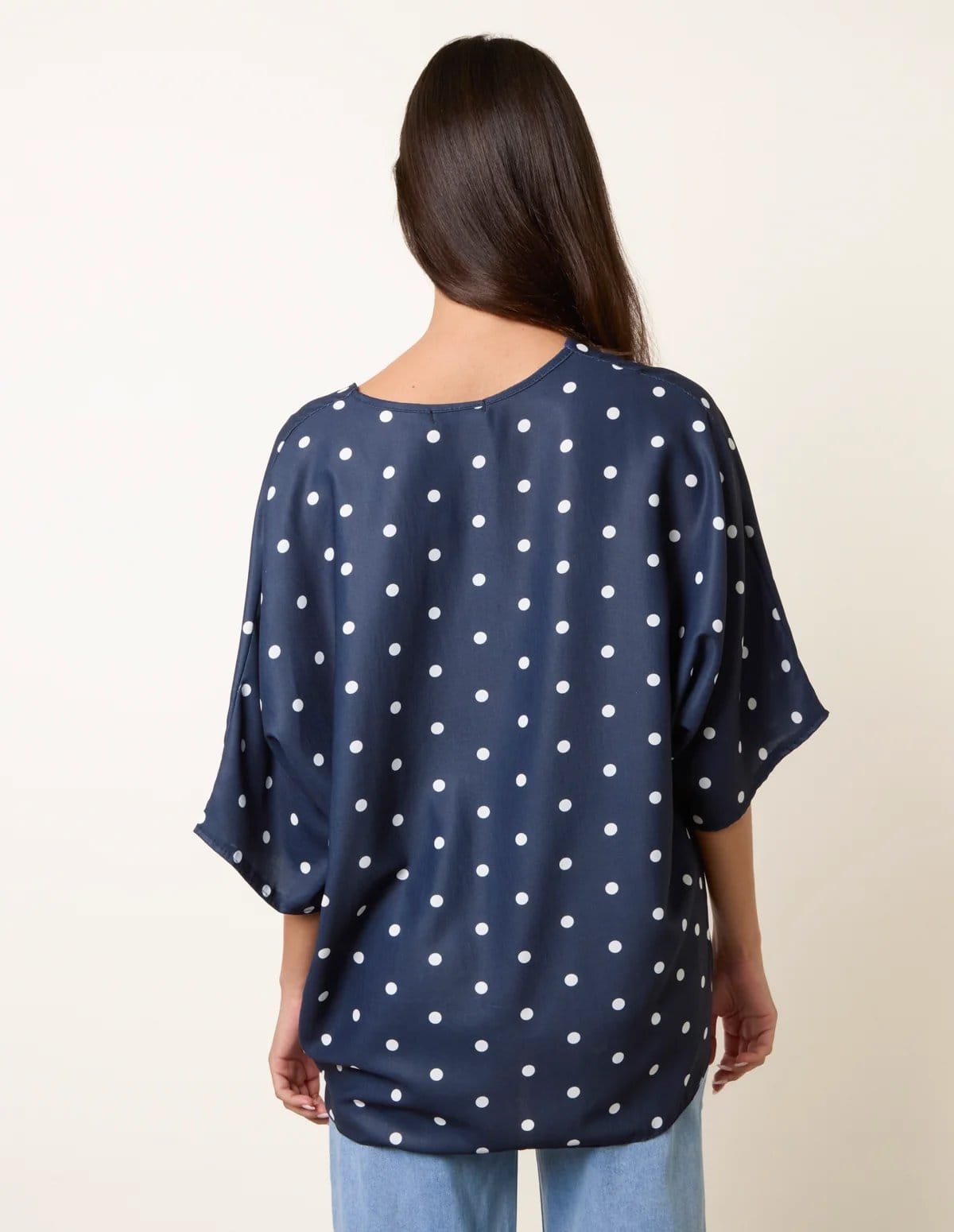 Blue Vanilla Polka Dot Knot Front Top - 4