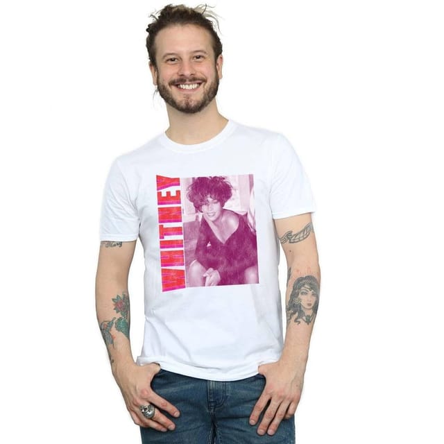 Whitney Houston Whitney Houston Men's WHITNEY Pose T-Shirt in White - 2