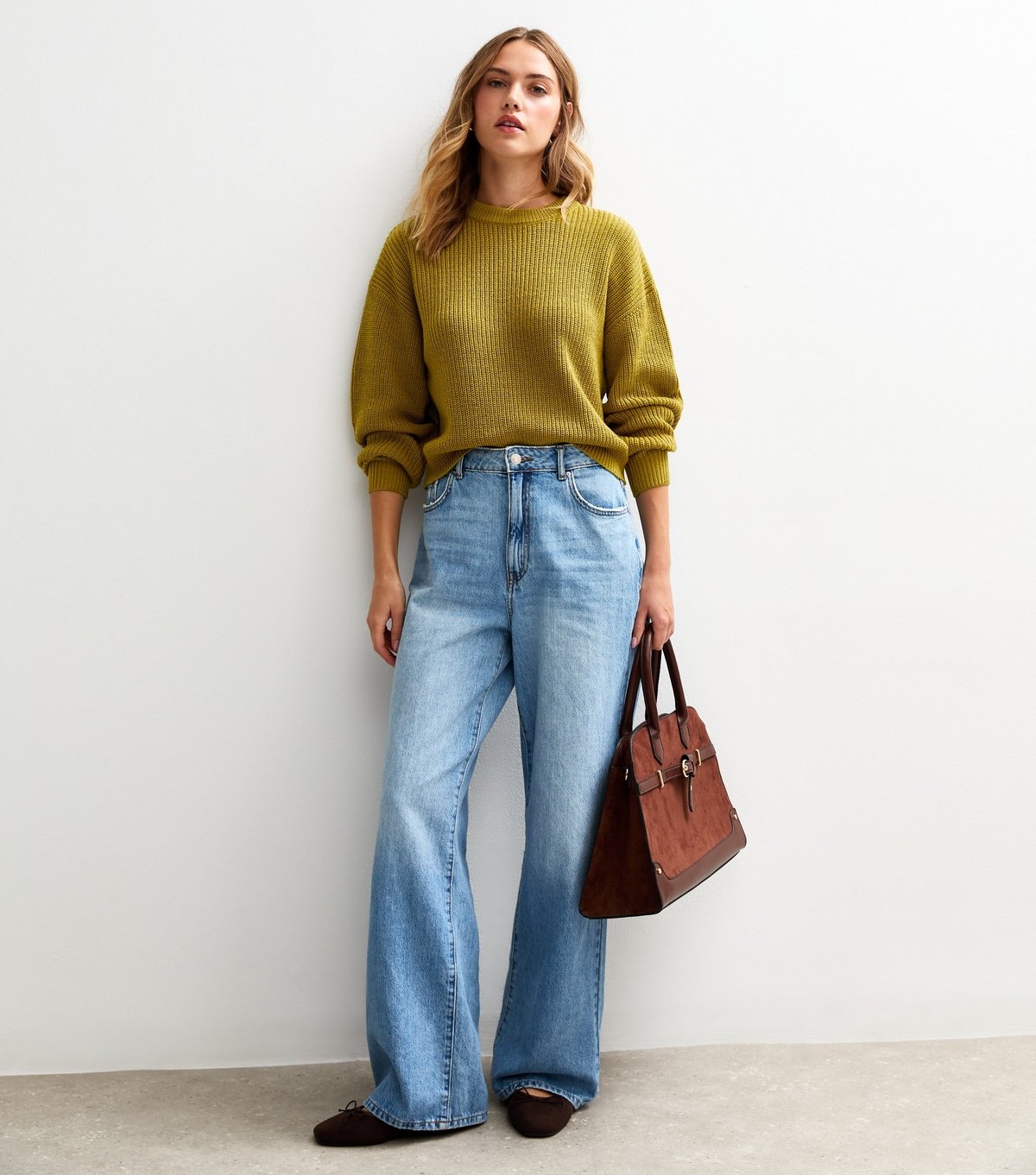 New Look Women's Green Ribbed Crew Neck Knit Jumper New Look - 3