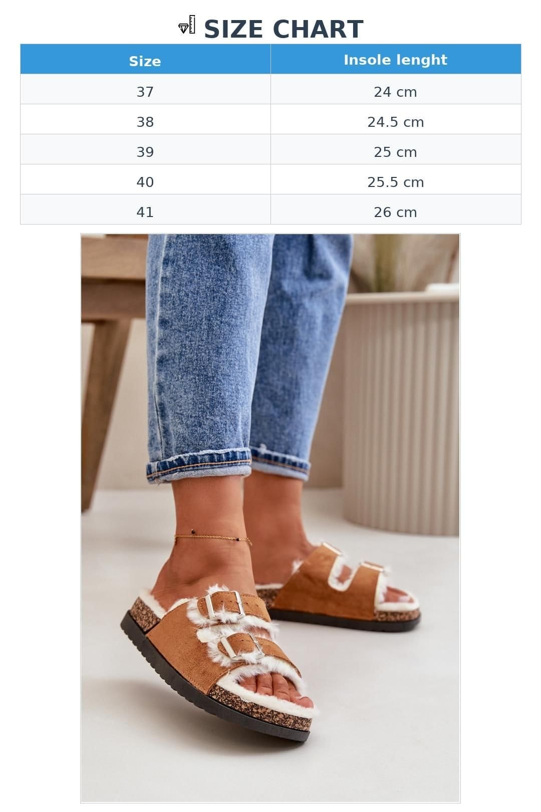 Love Lace Love Lace Women's Fur Lined Platform Slippers with Adjustable Buckle Straps in Brown - 4