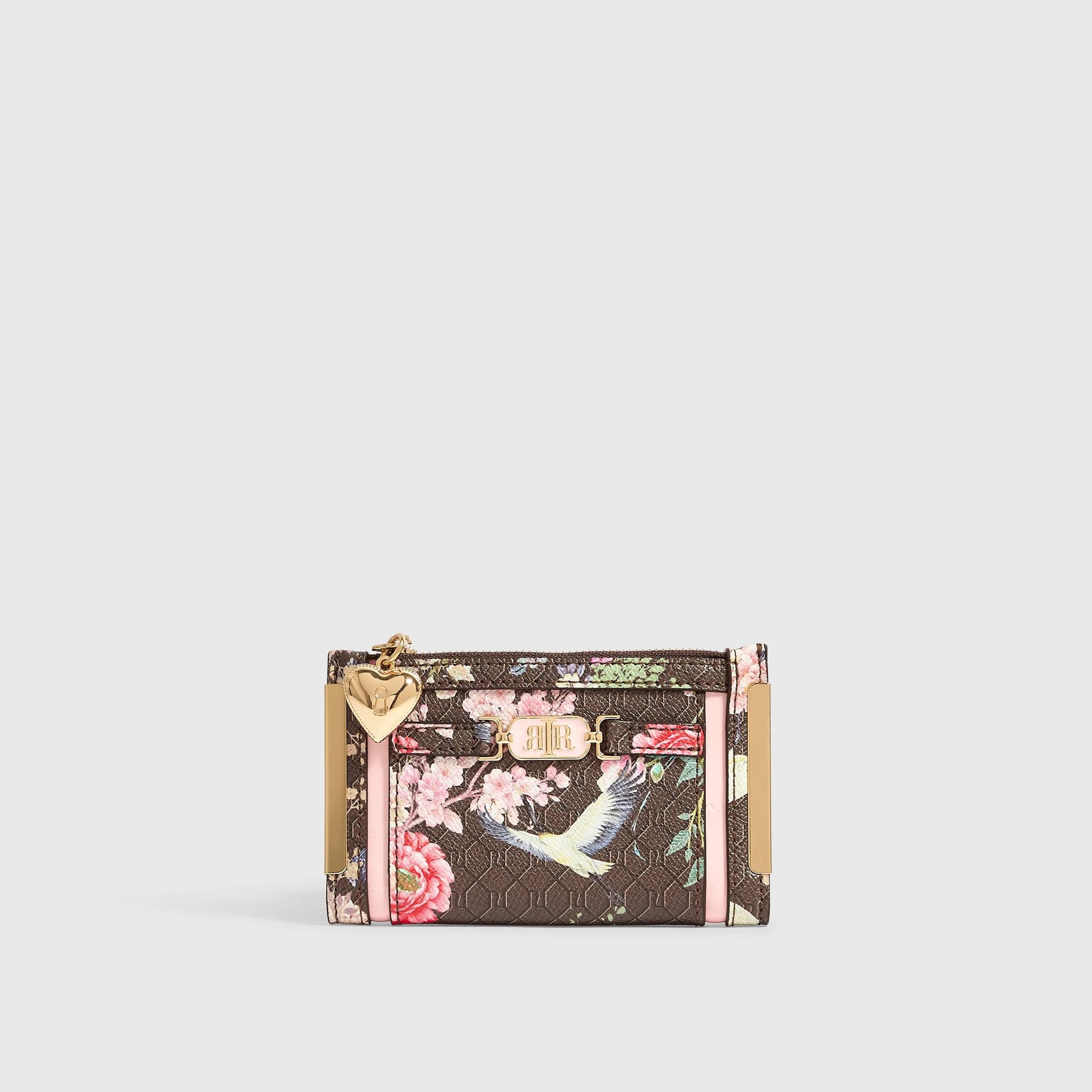 River Island River Island Womens Brown Floral Monogram Mini Purse