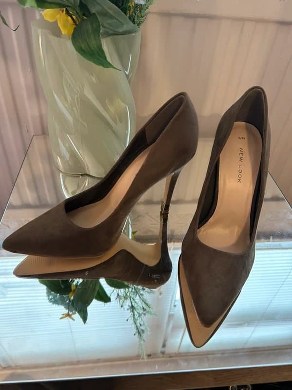 New Look New Look NWT Khaki Gold Trim Occasion Party Cocktail 4” Heels RRP £22.99 Sz 5