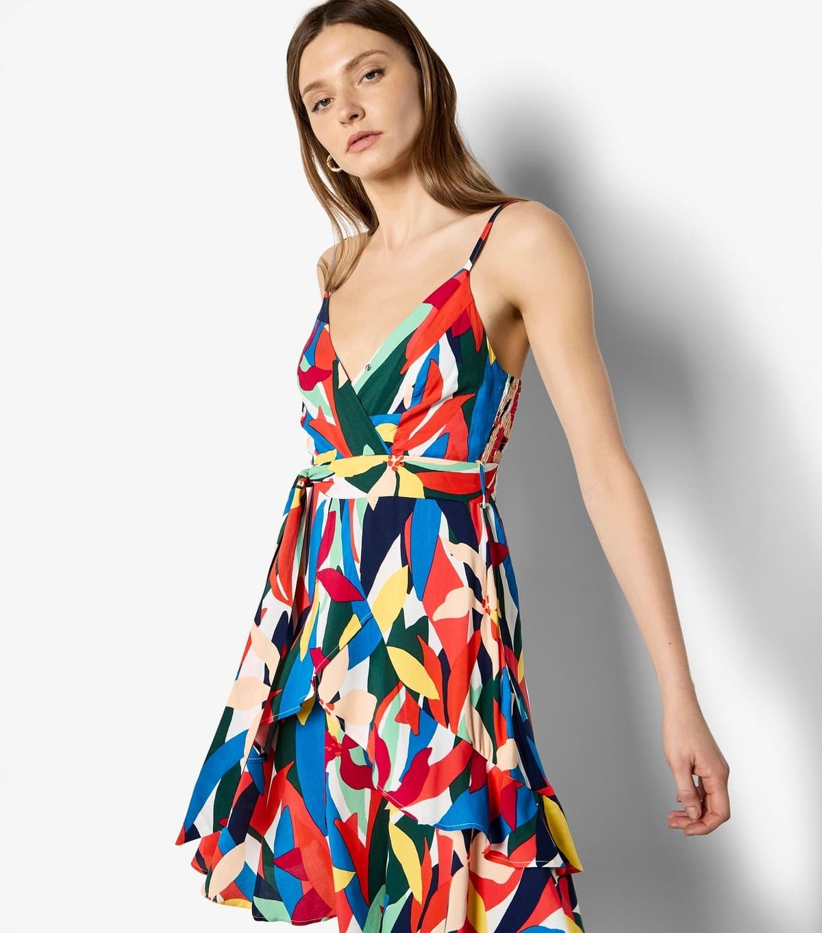 Apricot Women's Red Colour Block Tiered Mini Dress Apricot New Look