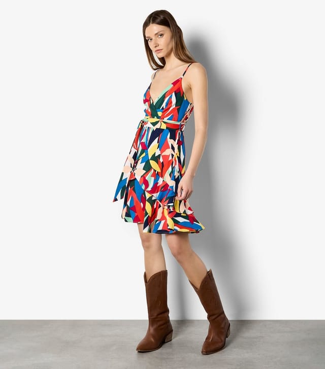 Apricot Women's Red Colour Block Tiered Mini Dress Apricot New Look - 2