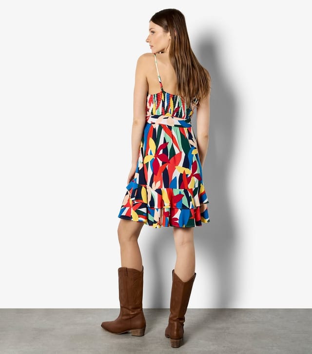 Apricot Women's Red Colour Block Tiered Mini Dress Apricot New Look - 3