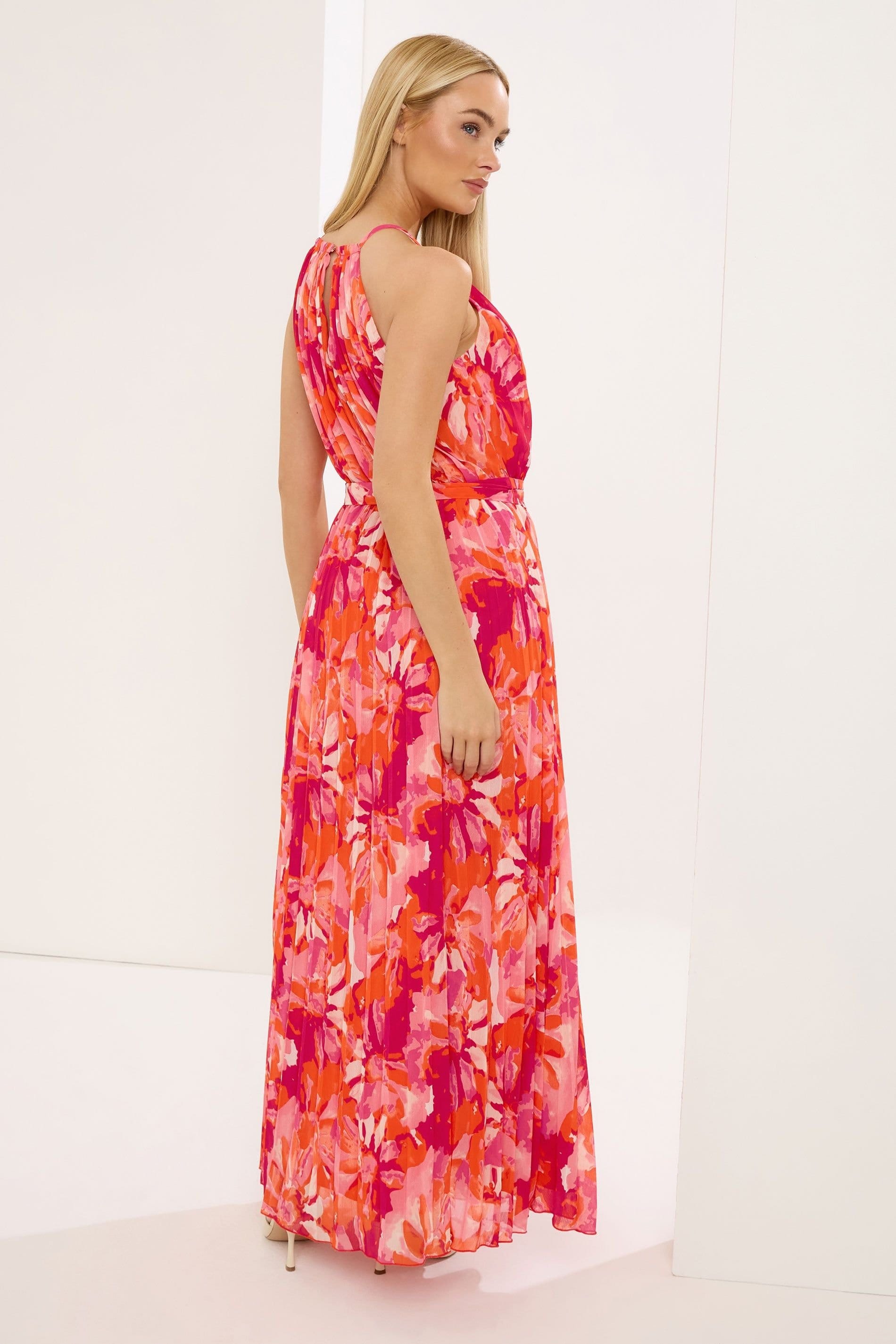 Star By Julien Macdonald Star by Julien Macdonald Women's Blurred Floral Pleated Maxi Dress in Bright Pink - 4