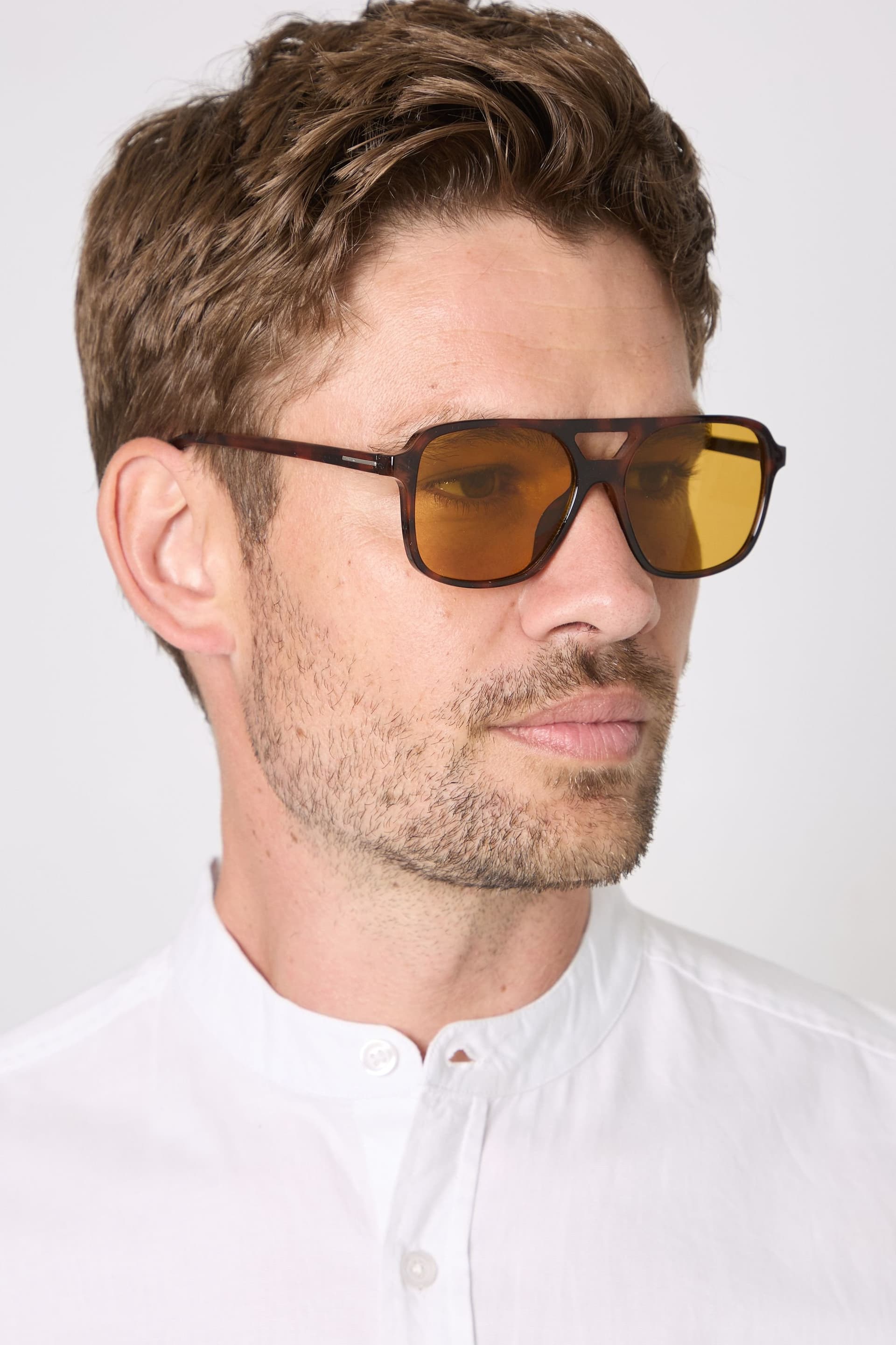 Burton Burton Men's Dark Tortoiseshell Aviator Sunglasses in Brown