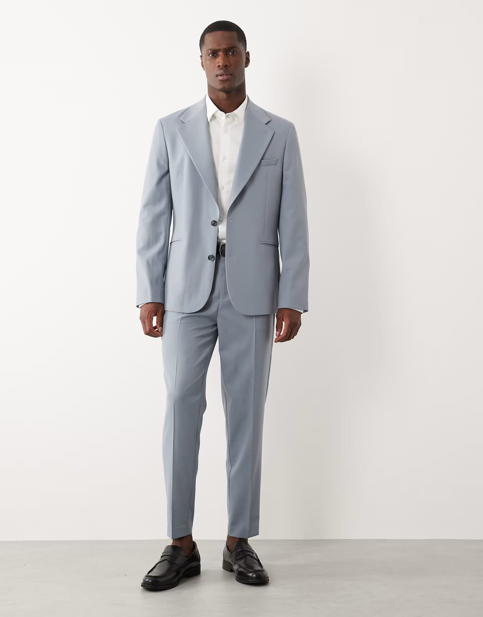 ASOS Blue Wool Tapered Suit Trousers