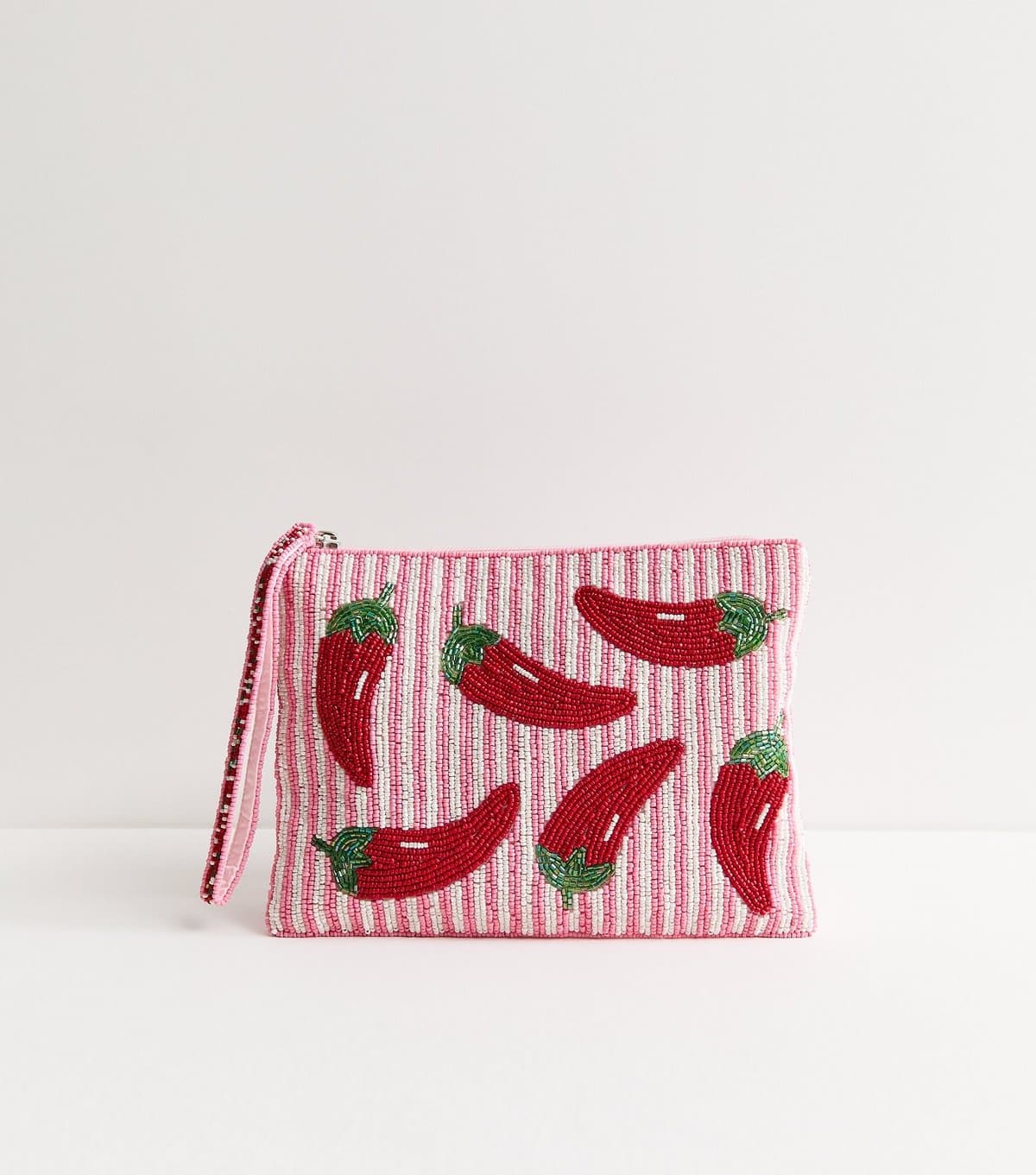 New Look Pink Beaded Chilli Zip Pouch New Look