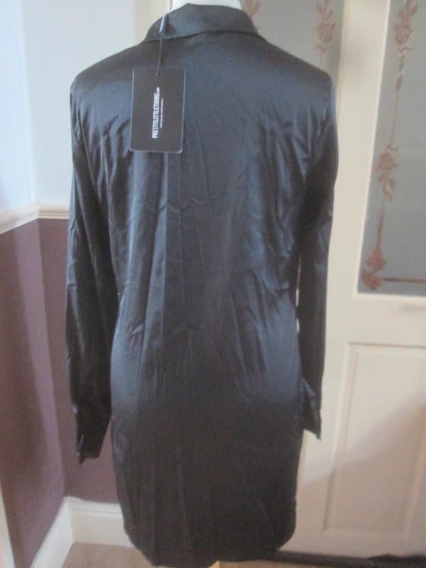 PrettyLittleThing PrettyLittleThing size 10 black satin wrap dress Brand new with tags