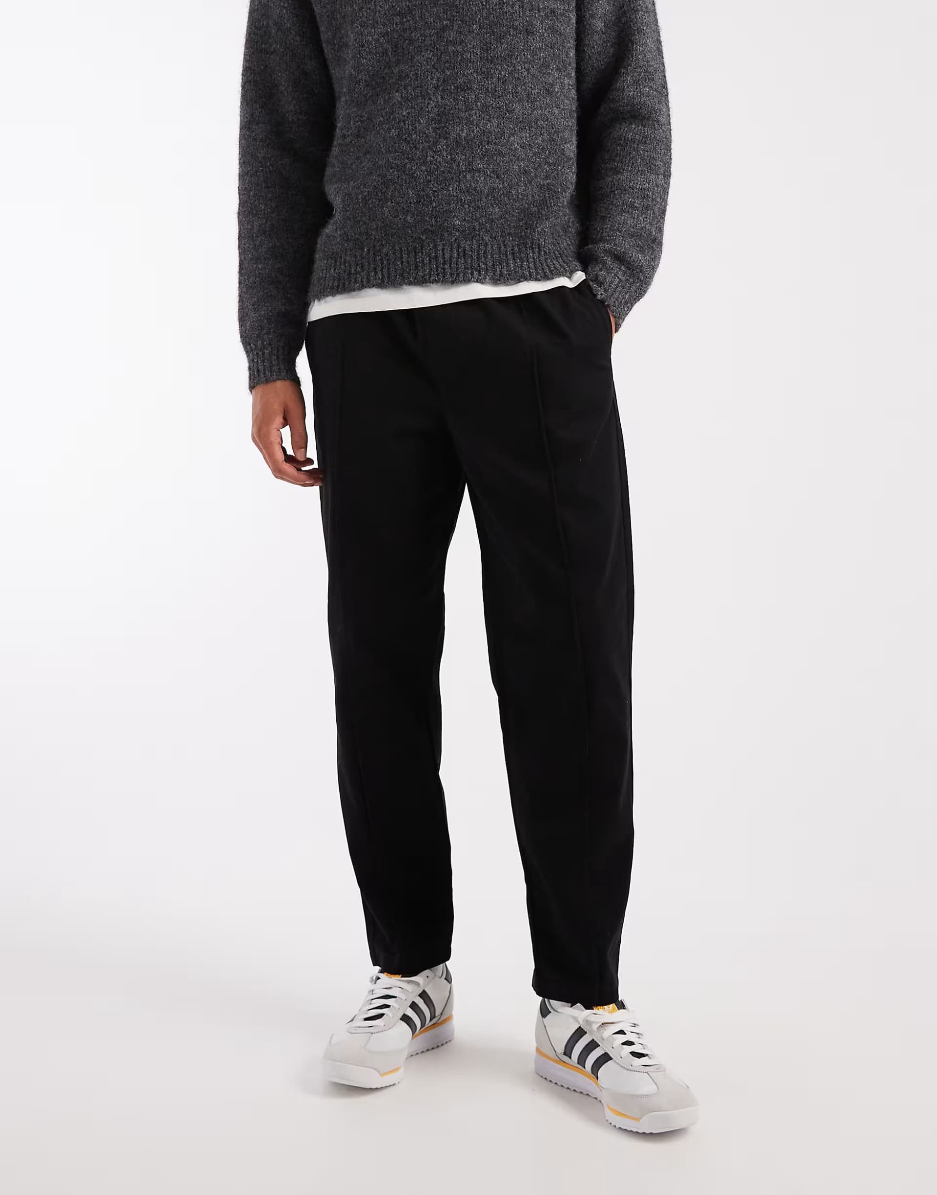 ASOS New Look pintuck tie waist trousers in black