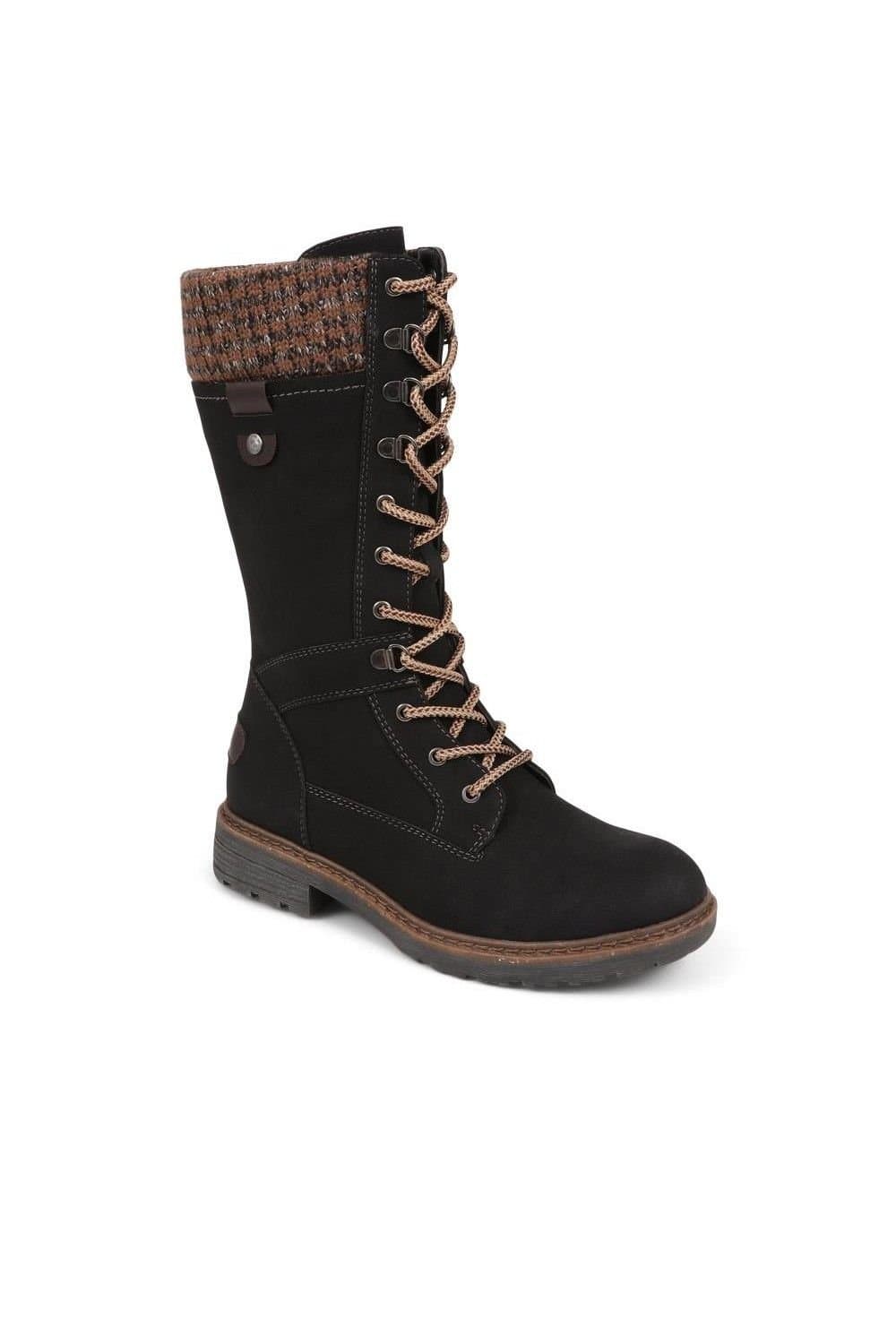 Pavers Pavers Women's Lace-Up Calf Boots in Black