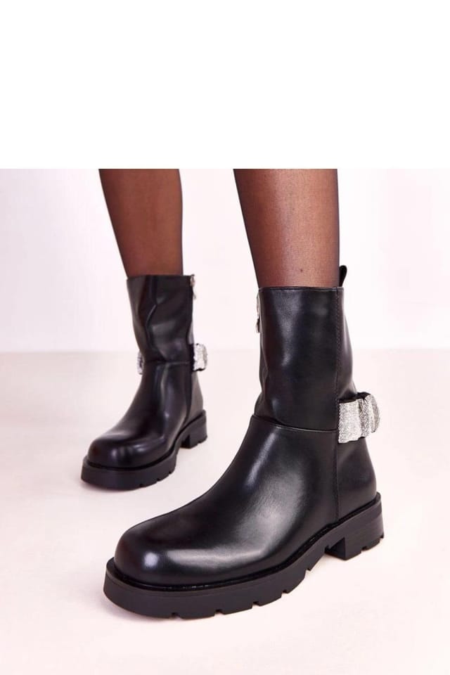 Love Lace Love Lace Women's Flat ankle boots with zirconia embellishment & comfort Elisana in Black - 3