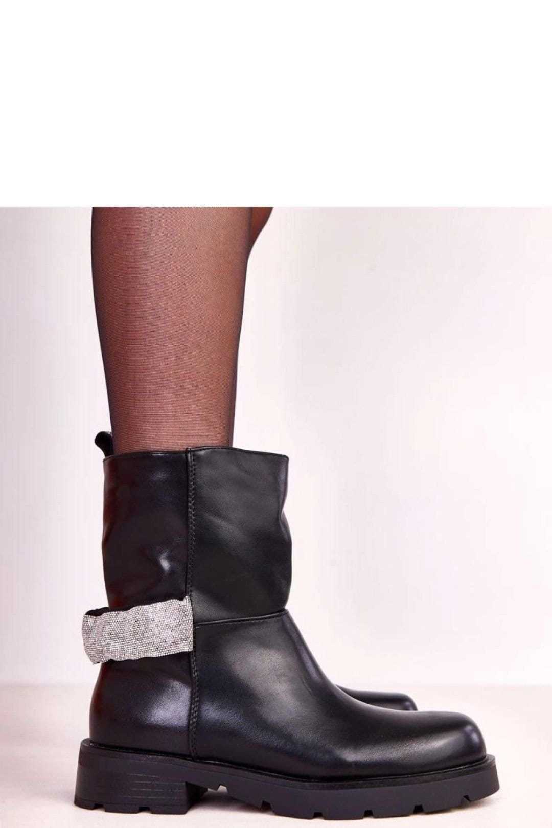 Love Lace Love Lace Women's Flat ankle boots with zirconia embellishment & comfort Elisana in Black - 4