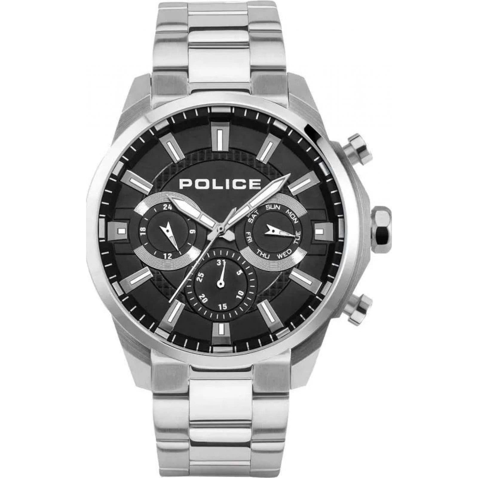 Police Police Men's PEWJK2204201 Menelik 46mm Quartz Watch in Silver