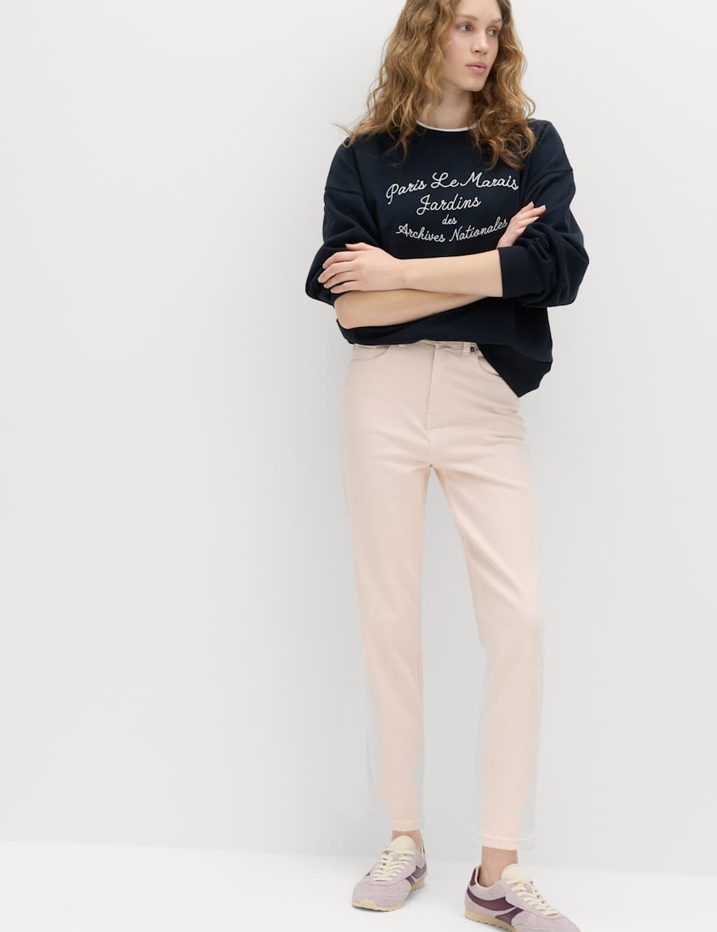 Marks & Spencer M&S High Waisted Cropped Slim Fit Jeans Soft Pink