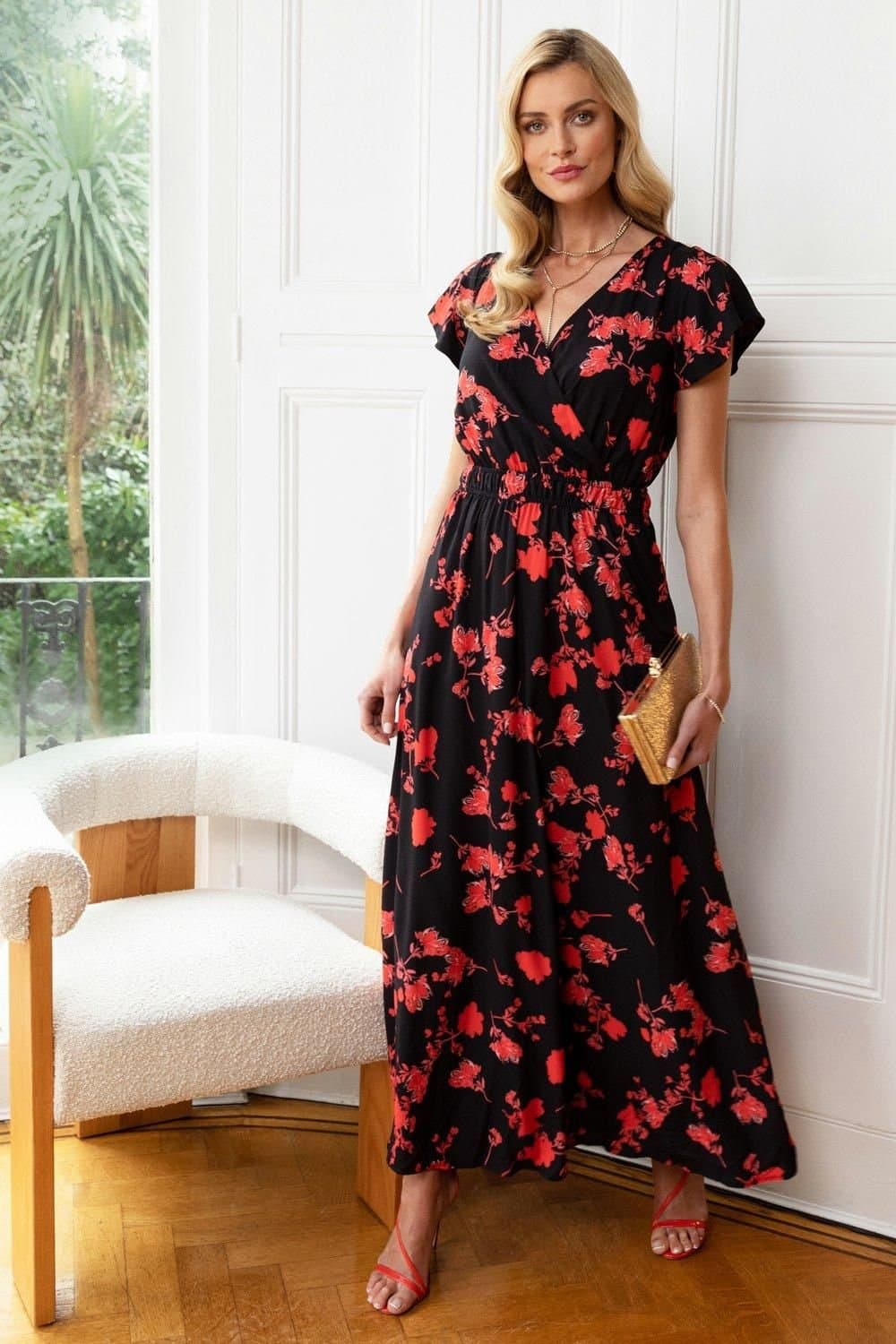 Hot Squash Hot Squash Women's Chiffon Wrap Top Maxi Dress