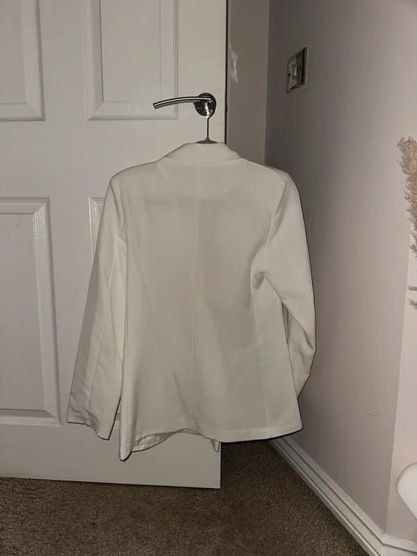 Boohoo Boohoo white military blazer with gold buttons