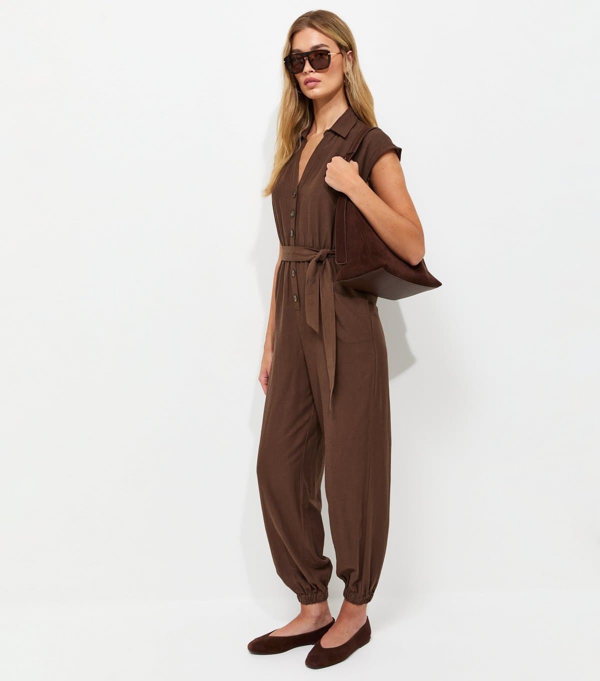New Look Women's Tall Dark Brown Balloon Leg Jumpsuit New Look