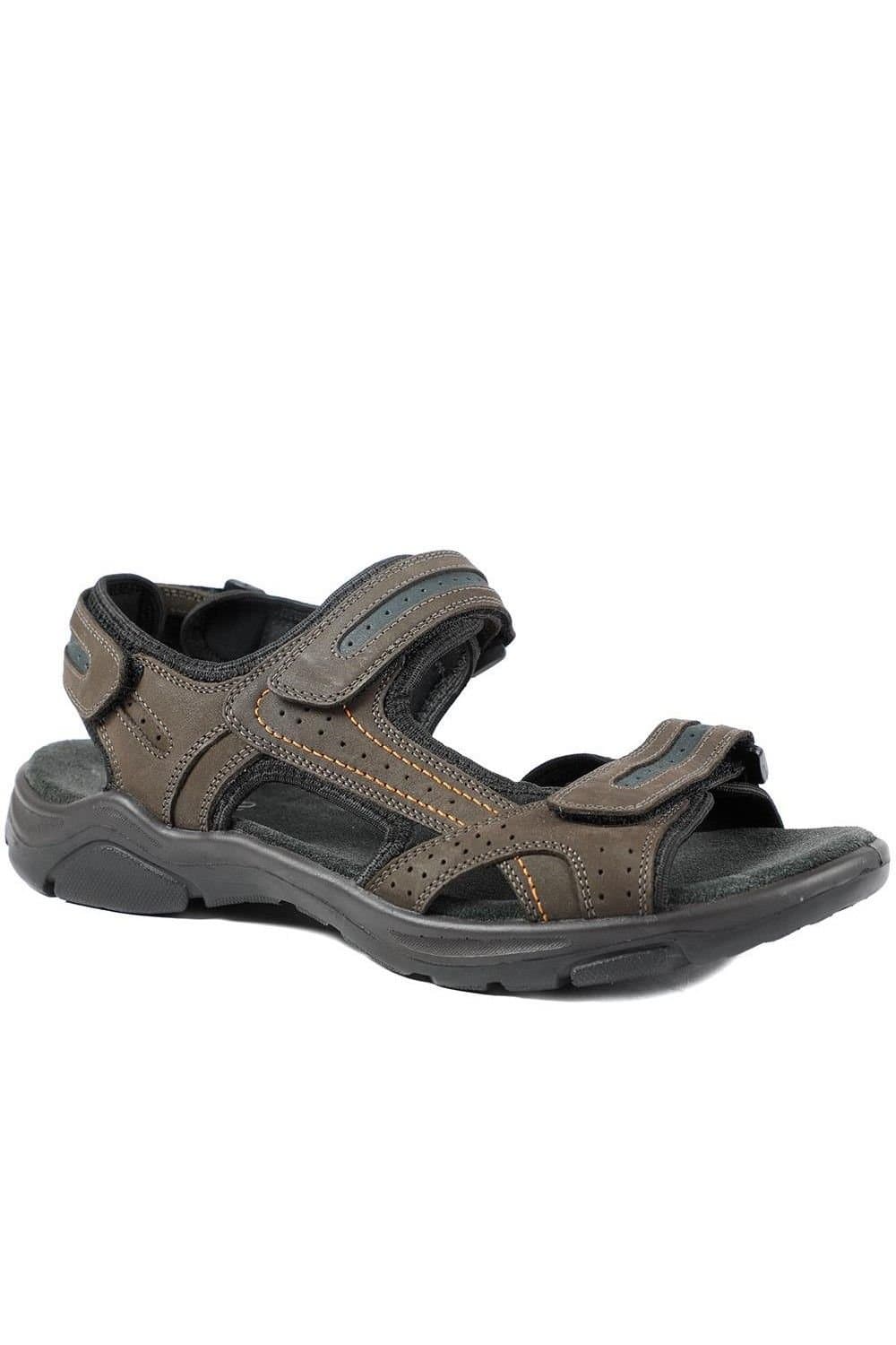 Pavers Pavers Men's Comfy Triple Touch Fasten Sandals in Dark Brown