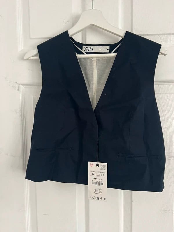Zara Navy Waistcoat Top