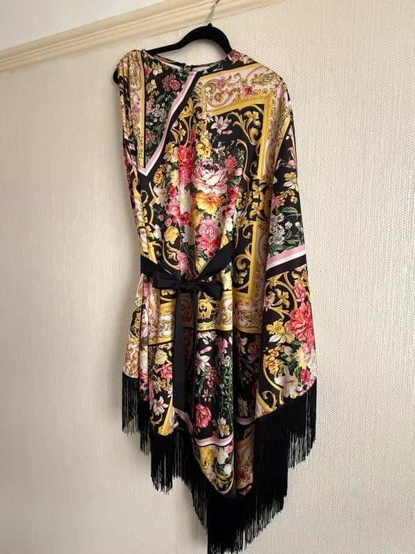 ASOS ASOS Scarf Print Satin Cape Midi Dress Oversized