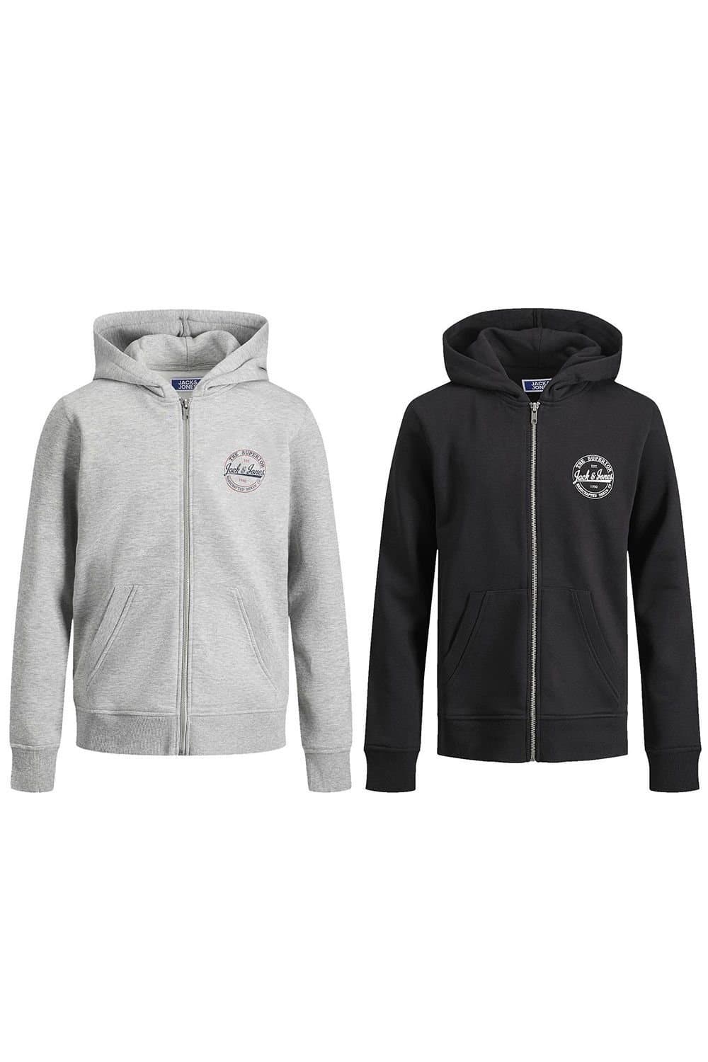 jack & jones Jack & Jones Men's Junior 2 Pcs Sweat Zip Hoodie Set Soft & Comfortable Black/Grey in Black