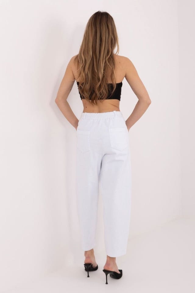 Love Lace Love Lace Women's Paris Chic High Waist Corduroy Carrot Pants in White - 3