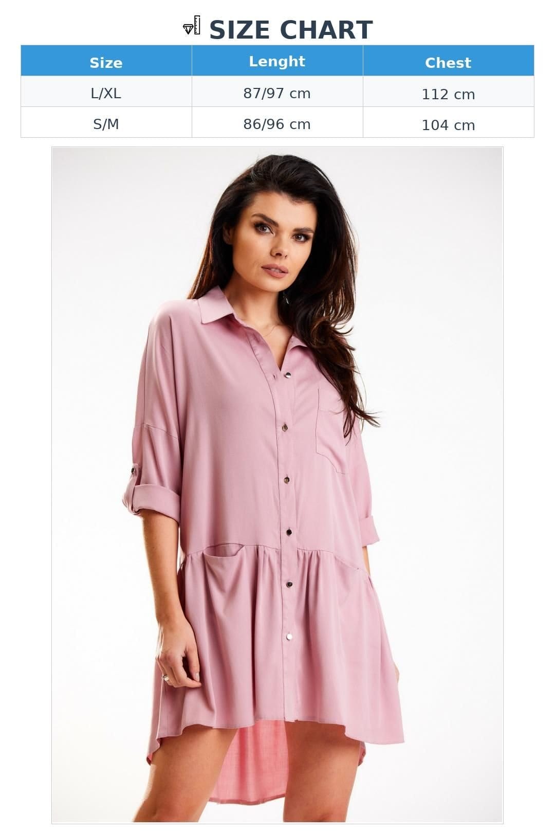 Love Lace Love Lace Women's Long Sleeve Trapezoid Collar Shirt Dress in Pink - 4