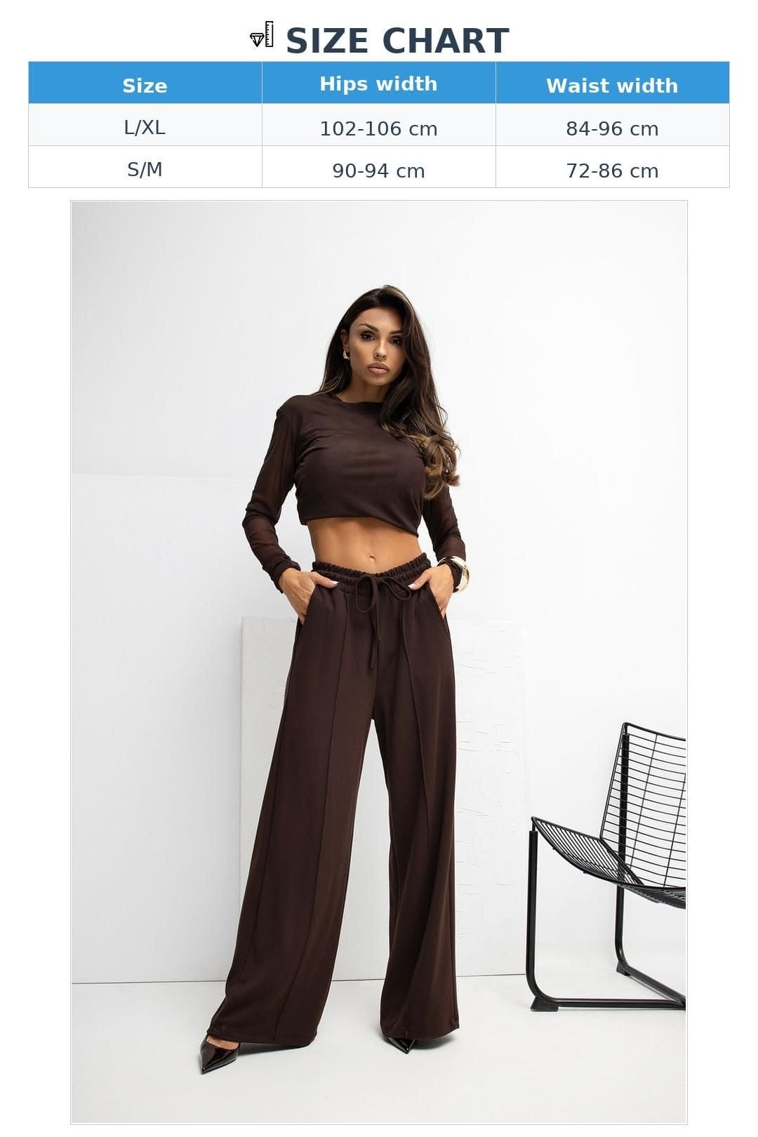 Love Lace Love Lace Women's Butter Soft Palazzo Sweatpants Trousers in Brown - 4