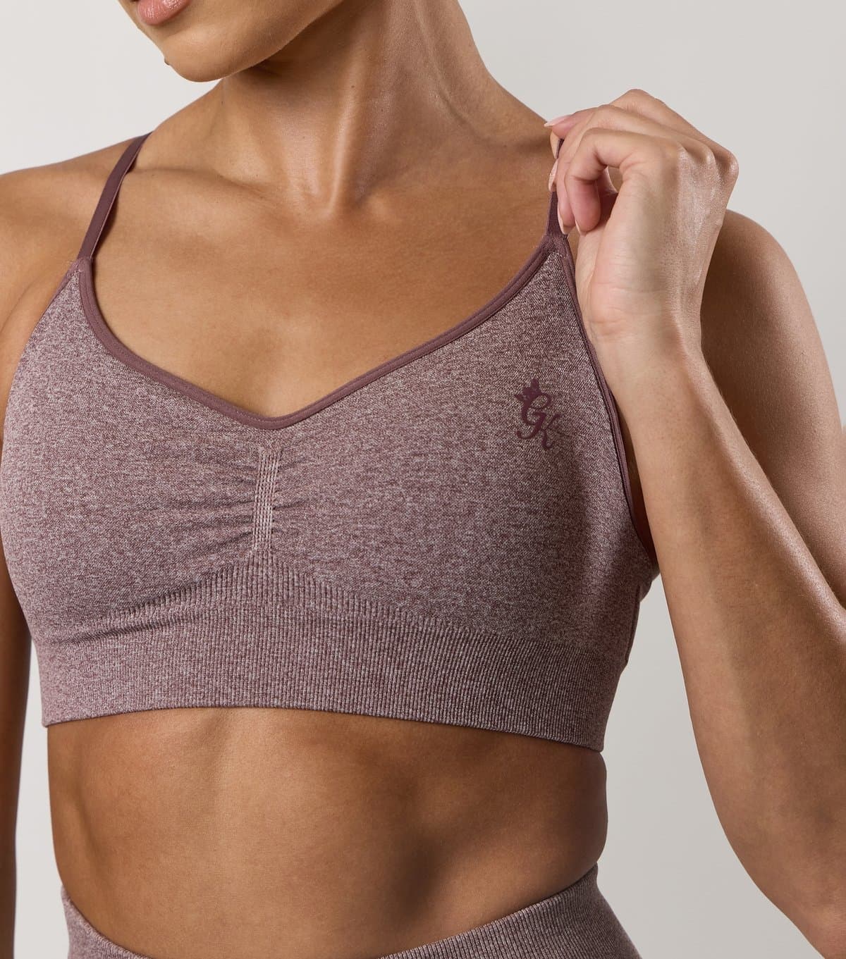 Gym King Women's Light Burgundy Logo Print Sports Bra Gym King New Look