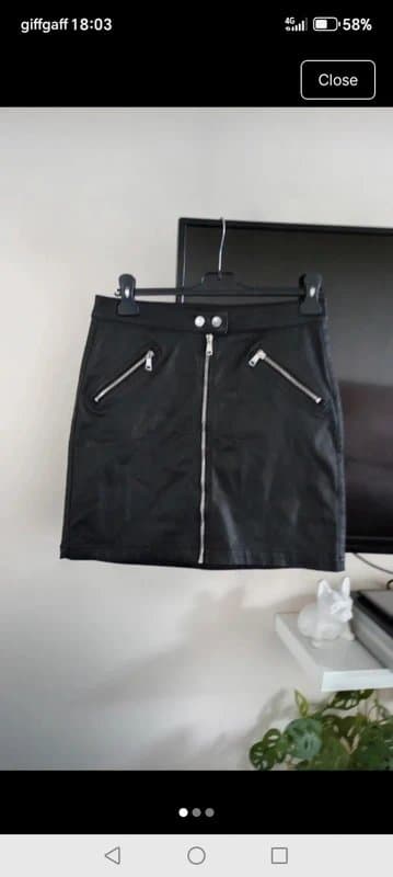 Next Next size 10 faux leather party club silver zip detail mini skirt